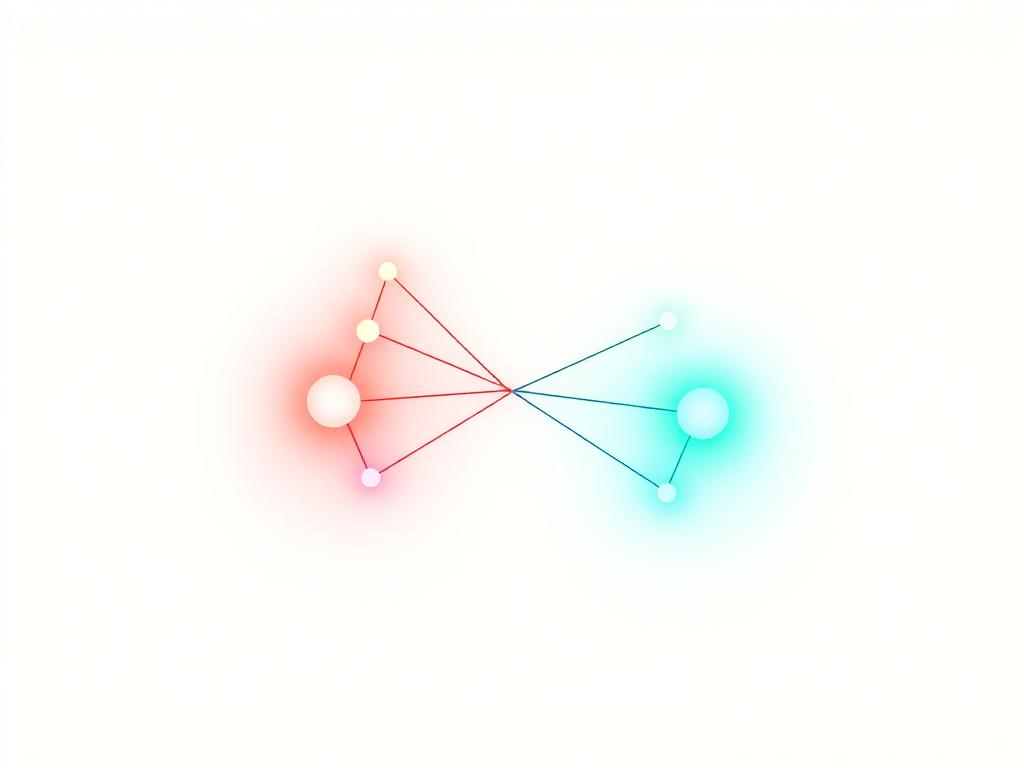 Illustration of routing paths between two glowing nodes
